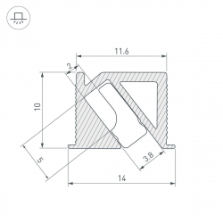 Профиль встраиваемый Arlight SL-Bevel-H10-F14-2000 Anod Black 044084