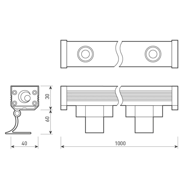 Линейный светодиодный прожектор Arlight AR-LINE-1000-24W Warm3000 (GR, 15x60 deg, 230V) 041732