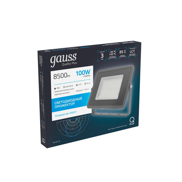 Прожектор светодиодный Gauss Qplus 100W 6500К 690511100