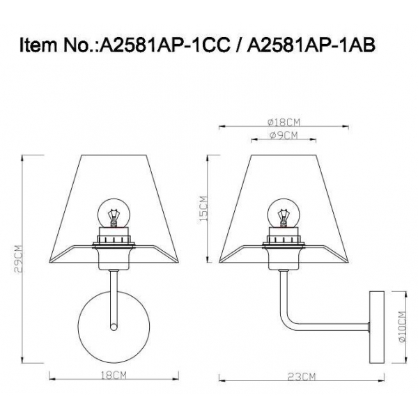 Бра Arte Lamp Elba A2581AP-1AB