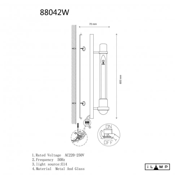 Бра iLamp Thor 88042W BR