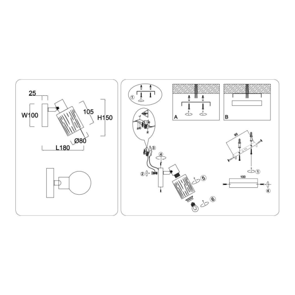 Настенно-потолочный спот Ambrella light TRADITIONAL TR8663