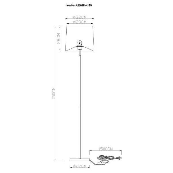 Торшер Arte Lamp Rodos A2589PN-1SS