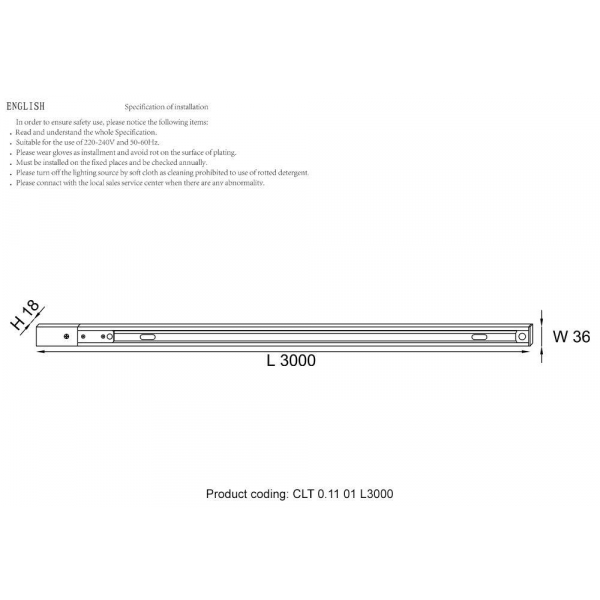 Шинопровод однофазный с питанием и заглушкой Crystal Lux CLT 0.11 01 L3000 BL