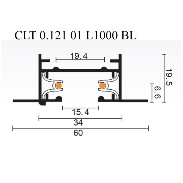 Шинопровод встраиваемый однофазный Crystal Lux CLT 0.121 01 L1000 BL