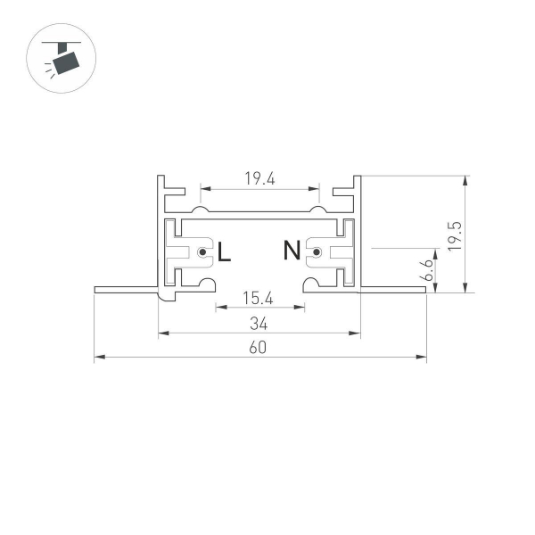 Шинопровод встраиваемый Arlight LGD-2TR-Track-F-1000-BK-M 038672