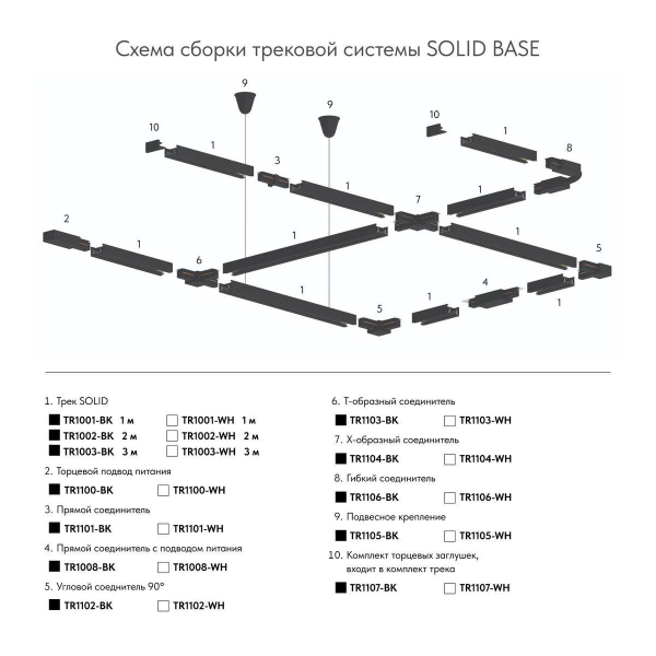 Шинопровод Denkirs Solid Base TR1001-WH/1