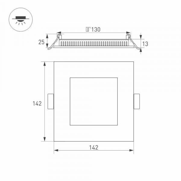 Встраиваемый светодиодный светильник Arlight DL-142x142M-13W White 020128