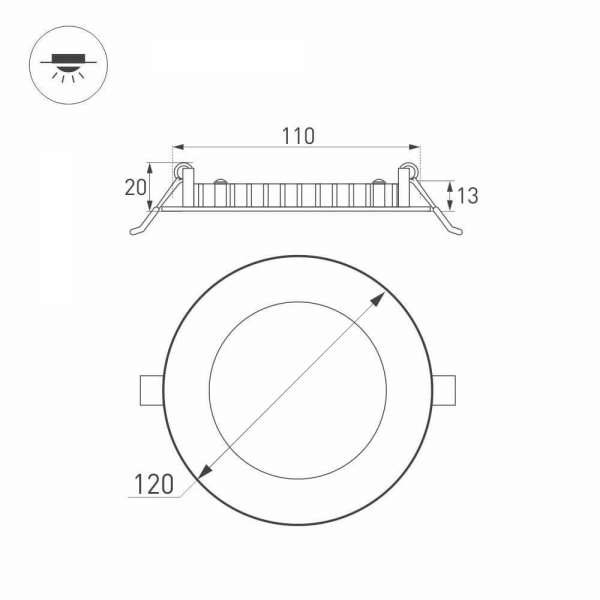 Встраиваемый светодиодный светильник Arlight DL-120M-9W Day White 020106