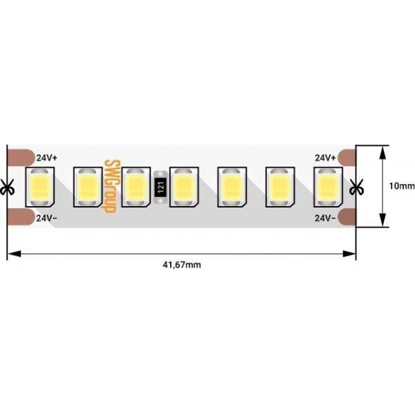 Светодиодная лента SWG 17,3W/m 168LED/m 2835SMD нейтральный белый 5M 005268