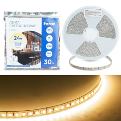 Светодиодная лента Feron 16W/m 180LED/m 2835SMD 3000К 30M LS502 53089