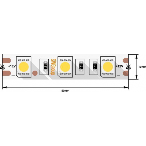 Светодиодная лента SWG 14,4W/m 60LED/m 5050SMD нейтральный белый 5M 007267