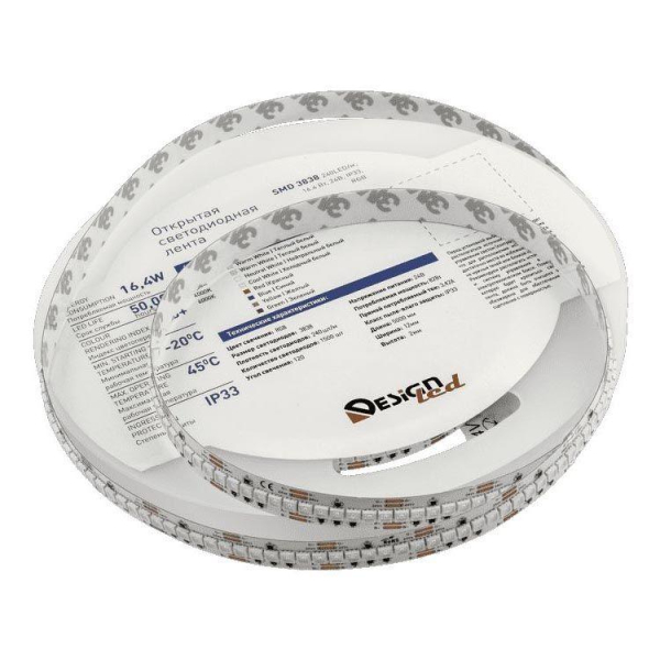 Светодиодная влагозащищенная лента DesignLed 16,4W/m 240LED/m 3838SMD разноцветный 5M 005762 Светодиодная влагозащищенная лента DesignLed 16,4W/m 240LED/m 3838SMD разноцветный 5M 005762