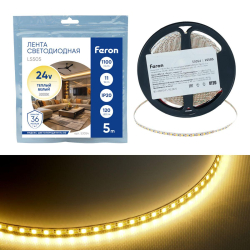 Светодиодная лента Feron 11W/m 120LED/m 2835SMD 3000К 5M свободный рез LS505 53054