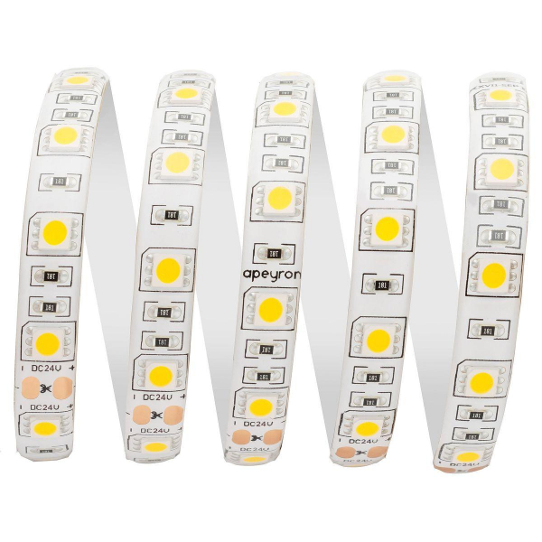 Светодиодная влагозащищенная лента Apeyron 14,4W/m 60LED/m 5050SMD теплый белый 5M 00-320