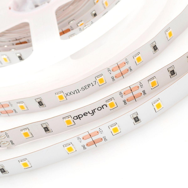 Светодиодная лента Apeyron 4,8W/m 60LED/m 2835SMD теплый белый 5M 00-403