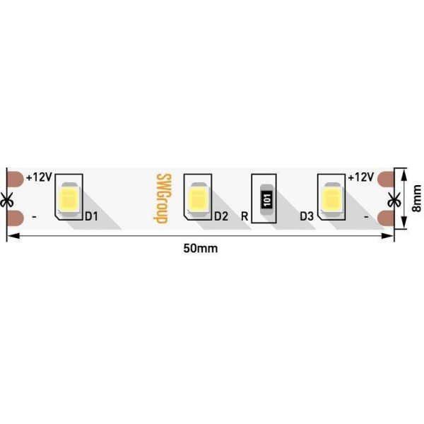 Светодиодная лента SWG 6,3W/m 60LED/m 2835SMD нейтральный белый 5M 004204