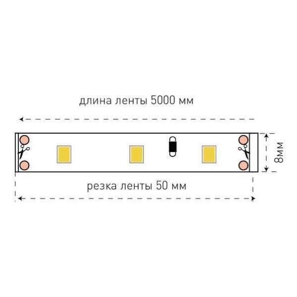 Светодиодная лента SWG 4,8W/m 60LED/m 2835SMD холодный белый 5M 001693