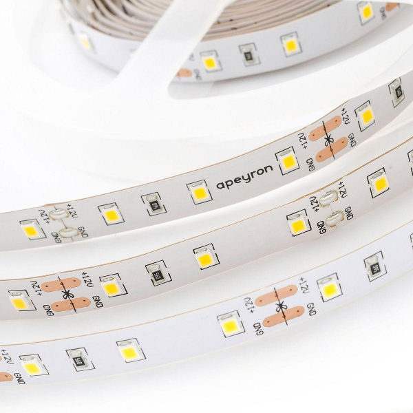 Светодиодная лента Apeyron 12W/m 60LED/m 2835SMD теплый белый 5M 00-454