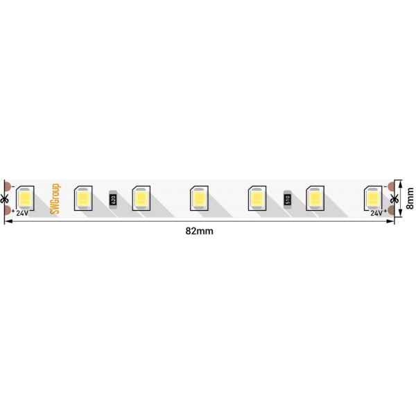 Светодиодная лента SWG 8,6W/m 84LED/m 2835SMD теплый белый 5M 005850