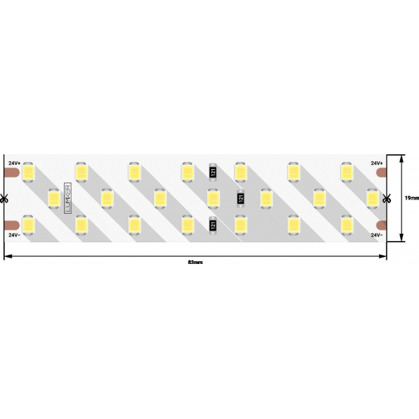 Светодиодная влагозащищенная лента DesignLed 24W/m 252LED/m 2835SMD теплый белый 5M 001493