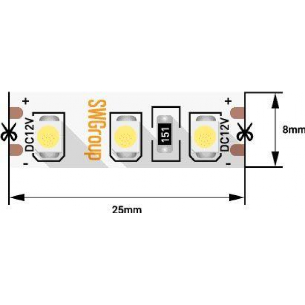 Светодиодная лента SWG 9,6W/m 120LED/m 3528SMD нейтральный белый 5M 006316