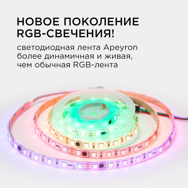 Комплект адресной светодиодной ленты Apeyron 14,4W/m 60LED/m 5050SMD RGB 2M 10-95