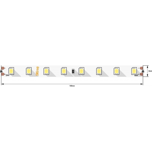 Светодиодная лента SWG 7,2W/m 80LED/m 2835SMD теплый белый 5M 003596