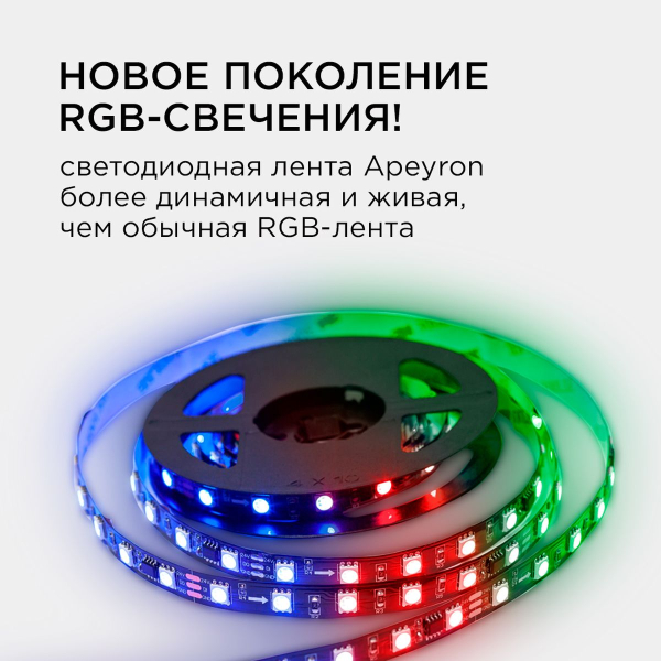 Комплект адресной светодиодной ленты Apeyron 14,4W/m 60LED/m 5050SMD RGB 2M 10-92