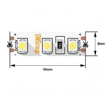 Светодиодная лента SWG 9,6W/m 120LED/m 3528SMD теплый белый 5M 007258