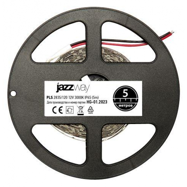 Светодиодная влагозащищенная лента Jazzway 12W/m 120Led/m 2835SMD теплый белый 5M 2859112