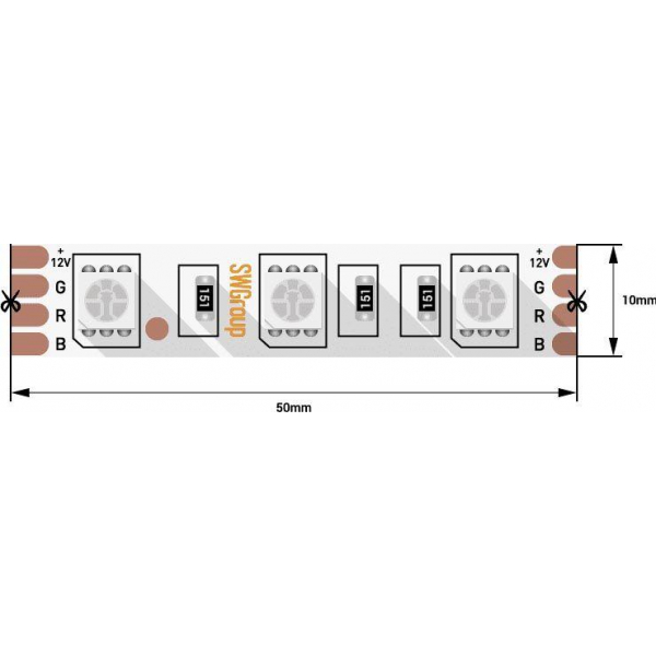 Светодиодная лента SWG 14,4W/m 60LED/m 5050SMD разноцветный 5M 007268