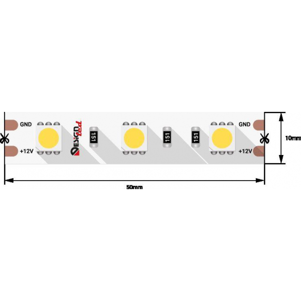 Светодиодная влагозащищенная лента DesignLed 14,4W/m 60LED/m 5050SMD холодный белый 5M 000513