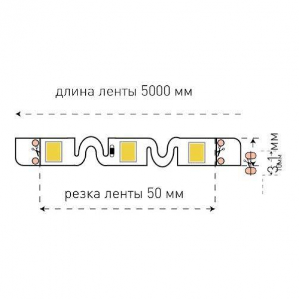 Светодиодная лента SWG 9W/m 60LED/m 2835SMD холодный белый 5M 001897