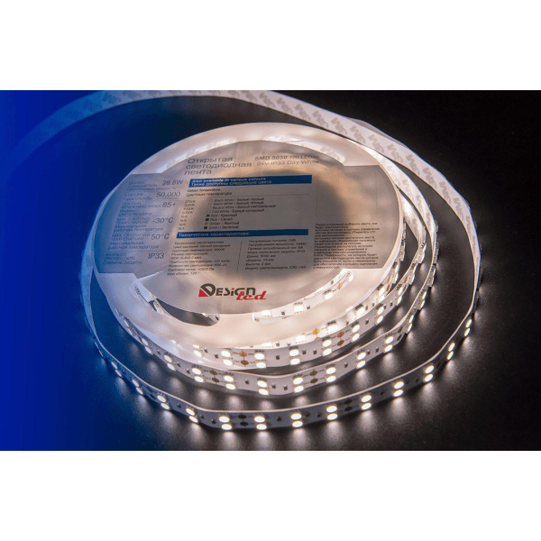 Светодиодная влагозащищенная лента DesignLed 28,8W/m 120LED/m 5050SMD нейтральный белый 5M 001133 Светодиодная влагозащищенная лента DesignLed 28,8W/m 120LED/m 5050SMD нейтральный белый 5M 001133