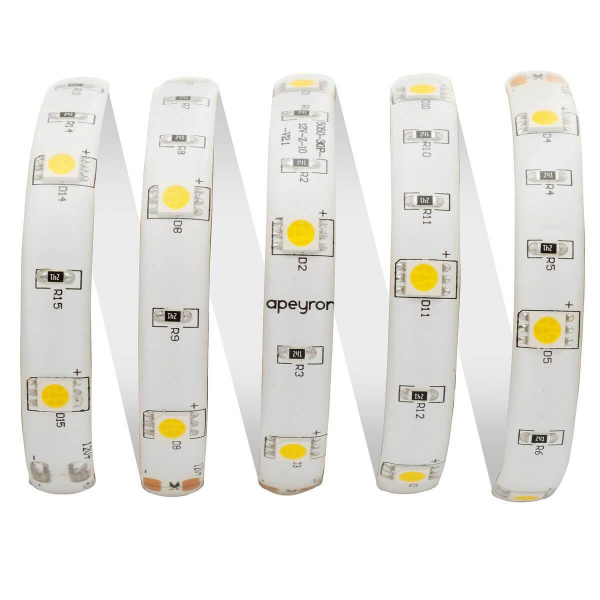 Светодиодная влагозащищенная лента Apeyron 7,2W/m 30Led/m 5050SMD дневной белый 5M 00-150