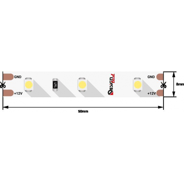 Светодиодная влагозащищенная лента DesignLed 4,8W/m 60LED/m 3528SMD теплый белый 5M 001131