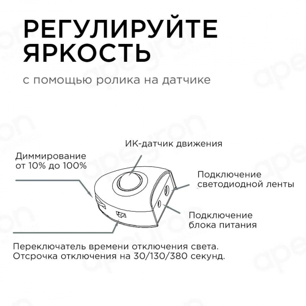 Светодиодная влагозащищенная лента Apeyron 2,4W/m 30LED/m 2835SMD теплый белый 2х1,2M 10-90