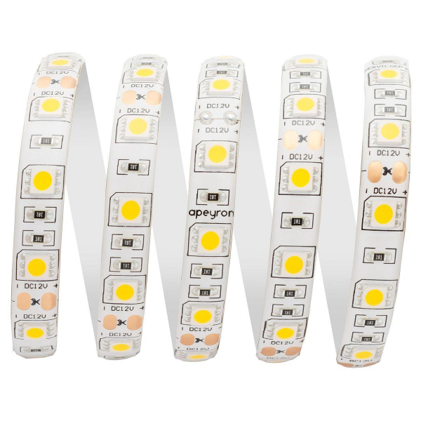 Светодиодная влагозащищенная лента Apeyron 14,4W/m 60LED/m 5050SMD теплый белый 5M 00-11