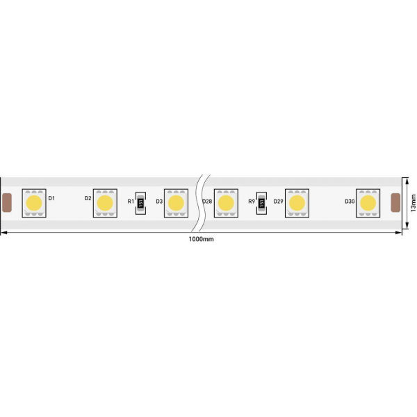 Светодиодная влагозащищенная лента SWG 14,4W/m 60LED/m 5050SMD желтый 50M 001444