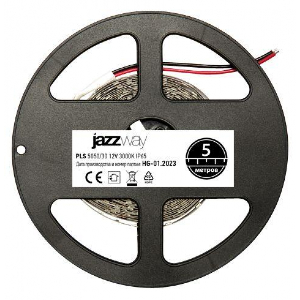 Светодиодная влагозащищенная лента Jazzway 7,2W/m 30Led/m 5050SMD теплый белый 5M 3327538