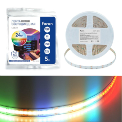 Светодиодная лента Feron 22W/m 840LED/m COB RGB+2300К+6500K 5M LS538 53337