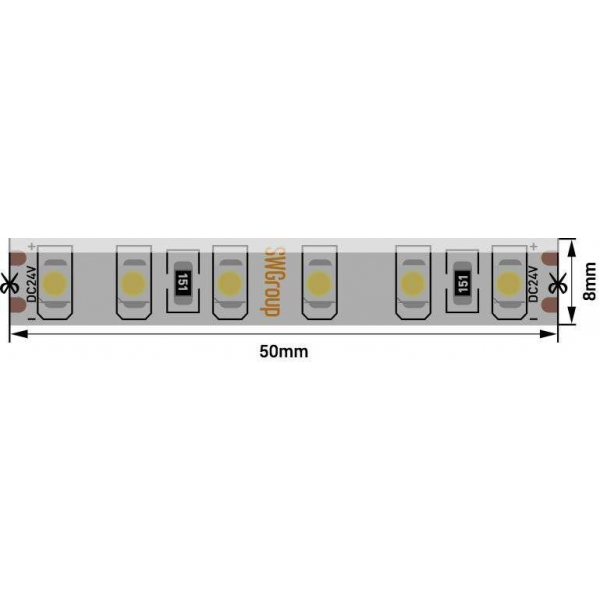 Светодиодная влагозащищенная лента SWG 9,6W/m 60LED/m 3528SMD нейтральный белый 5M 002126