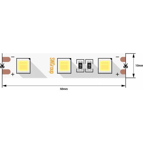 Светодиодная лента SWG 14,4W/m 60LED/m 5054SMD теплый белый 5M 002444