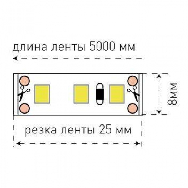 Светодиодная лента SWG 12W/m 120LED/m 2835SMD холодный белый 5M 001577