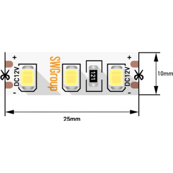 Светодиодная лента SWG 12W/m 120LED/m 2835SMD холодный белый 5M 001577