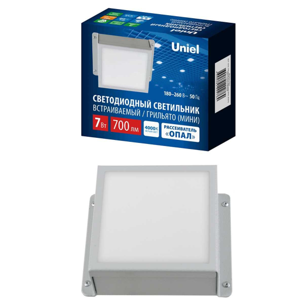 Панель светодиодная Uniel ULP-1010-7W/4000K IP54 GRILYATO OPAL WHITE Панель светодиодная Uniel ULP-1010-7W/4000K IP54 GRILYATO OPAL WHITE