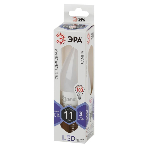 Лампа светодиодная ЭРА E14 11W 6000K матовая LED BXS-11W-860-E14 Б0032994 Лампа светодиодная ЭРА E14 11W 6000K матовая LED BXS-11W-860-E14 Б0032994