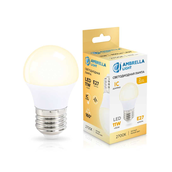 Лампа светодиодная Шар G45 11W 2700K Ambrella light Bulding 451103 Лампа светодиодная Шар G45 11W 2700K Ambrella light Bulding 451103