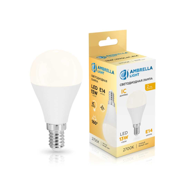 Лампа светодиодная Шар P45 13W 2700K Ambrella light Bulding 451313 Лампа светодиодная Шар P45 13W 2700K Ambrella light Bulding 451313
